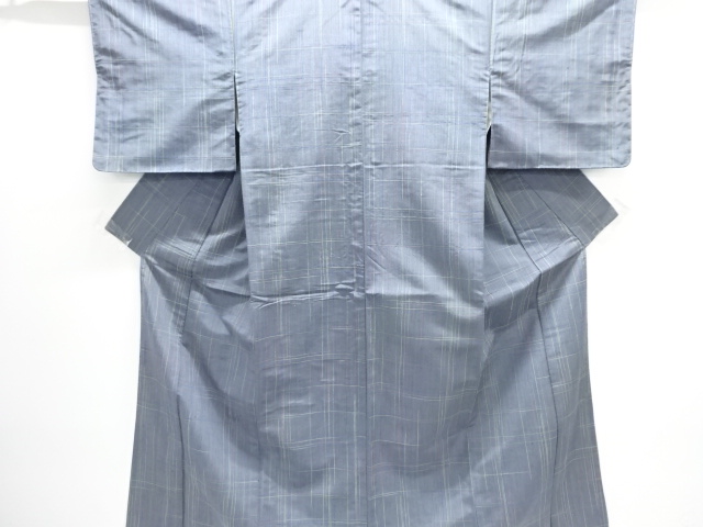 JAPANESE KIMONO / ANTIQUE KIMONO / SILK / TSUMUGI / WOVEN ABSTRACT GRID